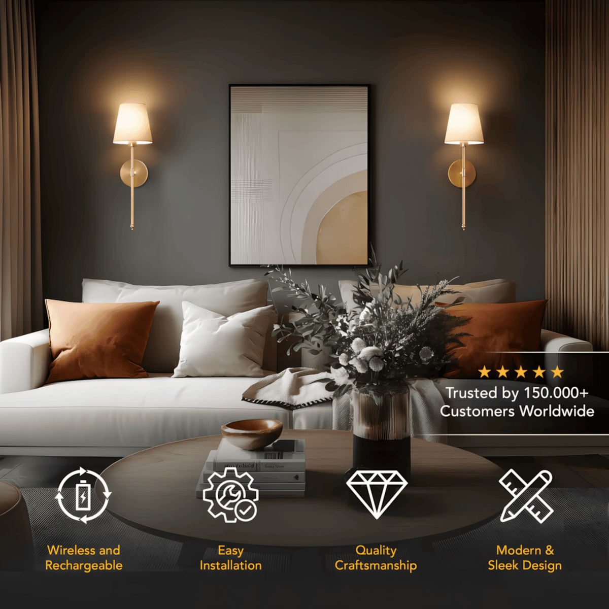 WIRELESS WALL SCONCES (SET OF 2)