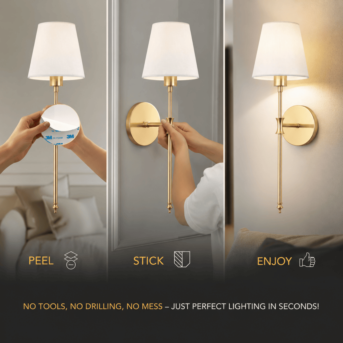 Wireless Wall Sconces – Set of 2